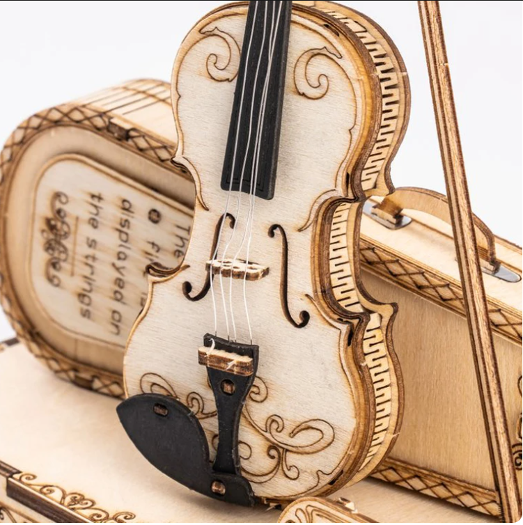 Robotime ROKR Violin Capriccio Model 3D Wooden Puzzle Easy Assembly Kits Musical DIY Gifts for Boys&amp;Girls Building Blocks TG604K