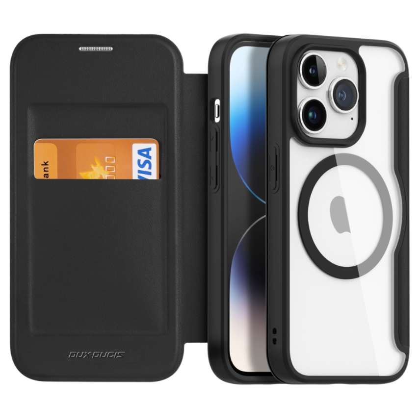 For iPhone 15 Pro DUX DUCIS Skin X Pro Series Magsafe Magnetic PC+TPU Phone Leather Case (Black)