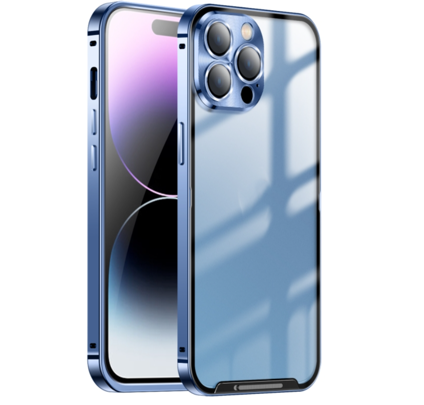 Magic Shield Frosted Push-Pull Metal Phone Case (Blue)