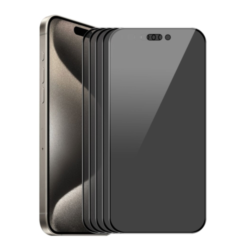 For iPhone 15 Pro 5pcs ENKAY Hat-Prince 28° HD No Shake Full Screen Anti-Peep Film Tempered Glass Protective Film