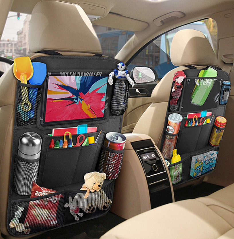 Car Oxford cloth storage bag large capacity car seat storage bag seat back storage bag back seat anti-kick Black 60cm*40cm