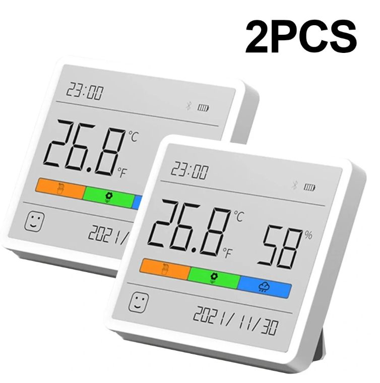 2Pcs Xiaomi DUKA Atuman TH1 Temperature Humidity Meter LCD Digital Thermometer Hygrometer Sensor Gauge Weather Station Clock Home Indoor Use