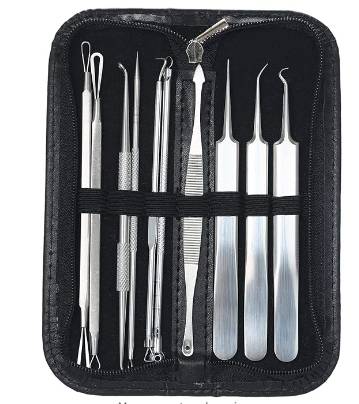10pcs Blackhead Remover Tool, Blackhead Remover, Comedone Extractor, Straight Blackhead Tweezer, Stainless Steel Curve, Staright Acne Blemish Removal