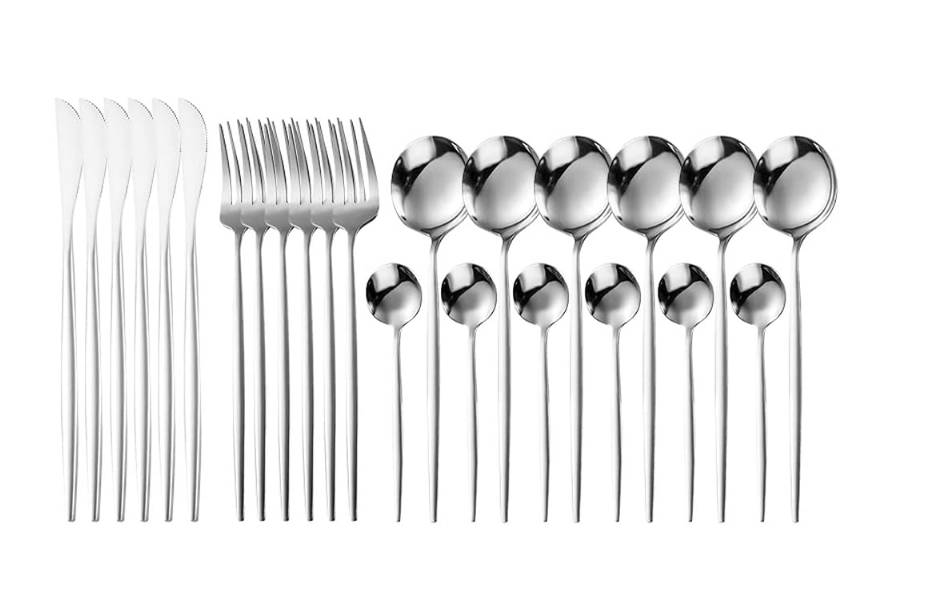 24-Piece Stainless Steel Cutlery Set, Serving for 6, Dinnerware Set, Mirror Polished, Dishwasher Safe