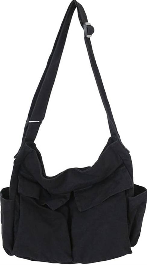 shamjina Casual Tote Bag Large Capacity Adjustable Strap Anti-theft Package Front Cross Pockets Messenger Bags for Students