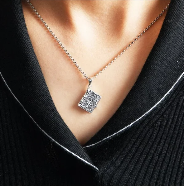 (Mother&#039;s Day Pre-sale - 48% OFF)Sterling Silver Tiny Bible Necklace - Best Gift For Your Mom