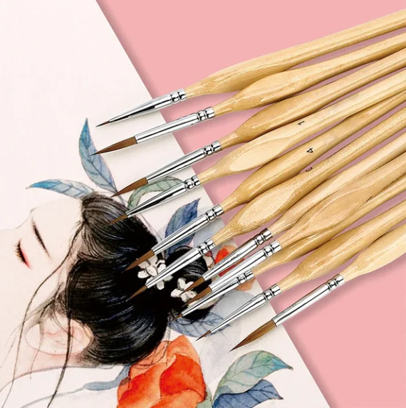 11 Pcs Miniature Detail Paint Brush Set