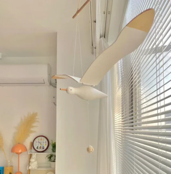 Handmade Wooden Seagull Wind Chimes