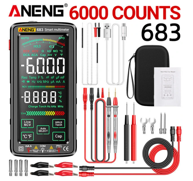 ANENG 683 Smart Multimeter High-end Touch 6000 Counts Multimetro Test Rechargeable Multitester AC/DC Voltage Tester Current Tool - 683