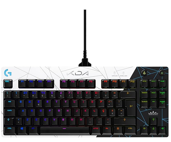 Logitech G PRO K/DA Gaming Mechanical Keyboard with US Layout, RGB Lightsync, TKL Design, Detachable Cable, and GX Brown Tactile Exclusive Switch - Le
