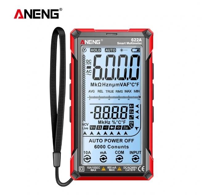 ANENG 622A Digital Smart Multimeter 10A Tester Meter Auto Range True RMS DC/AC 6000 Multitester With Laser Lamp Capacitance Ohm