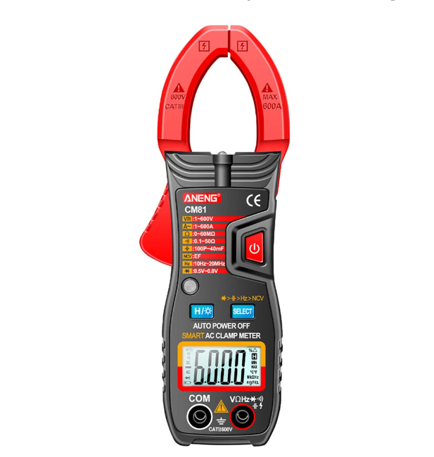 ANENG CM81 6000 Counts Auto Range NCV Digital Clamp Meter DC/AC Voltage Current Resistance Frequency Capacitance Tester