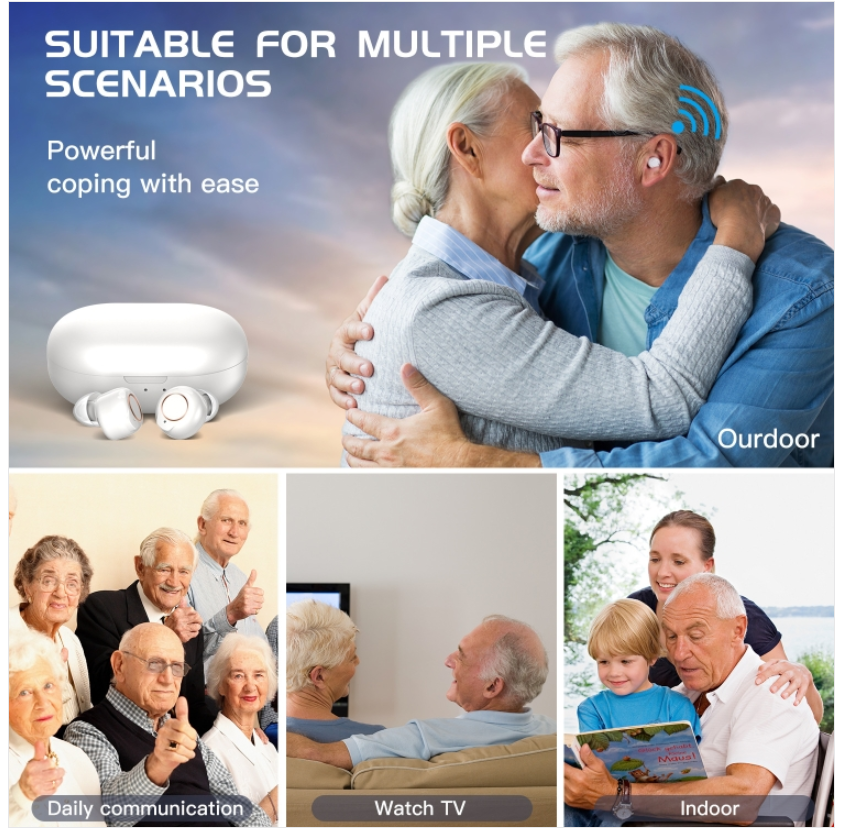 GM-305 Binaural magnetic charging hearing aid wireless voice amplifier for the elderly