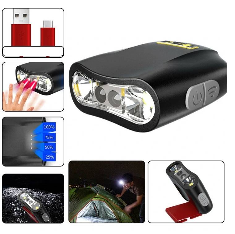 Super Bright Overnight USB Charging Fishing Light Brim Headwear Hat Clip Light Inductive Headlight LED Strong Light