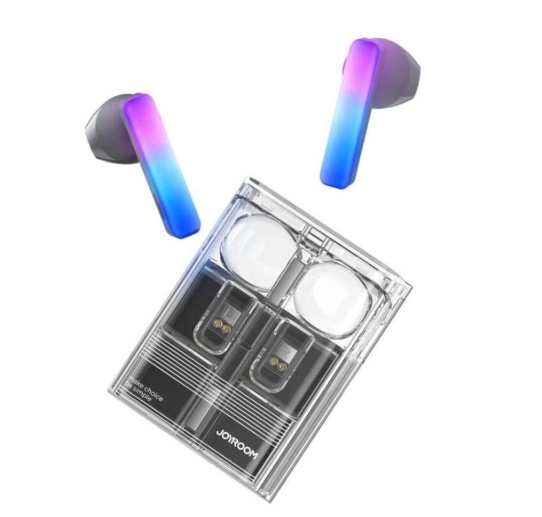 Joyroom TC1 TWS Earbuds bluetooth Earphone Cool LED Light Low Gaming Latency 13mm Units AAC Audio Touch Control Semi-in-ear Sports Headset with Mic