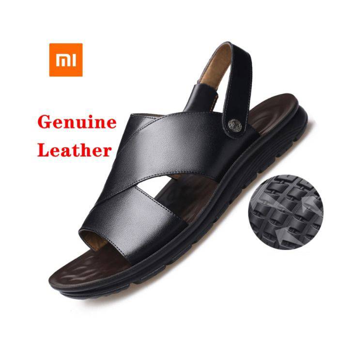 Xiaomi Youpin Genuine Leather Sandals Men&#039;s Slippers New Summer Solid Non-slip Breathable Casual Beach Male Shoes Men Sneakers
