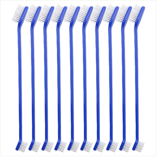 10 per dog and cat Effective pet oral care Pet toothbrush, specification: Blue handle + medium fur (blue)