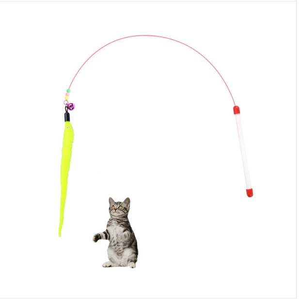 Steel wire cat-teasing stick with bell cat toy