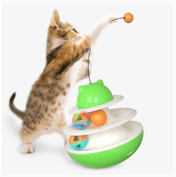 Cat Educational toy Cat Turntable Interactive Play Board Upgrade Track Ball (green)