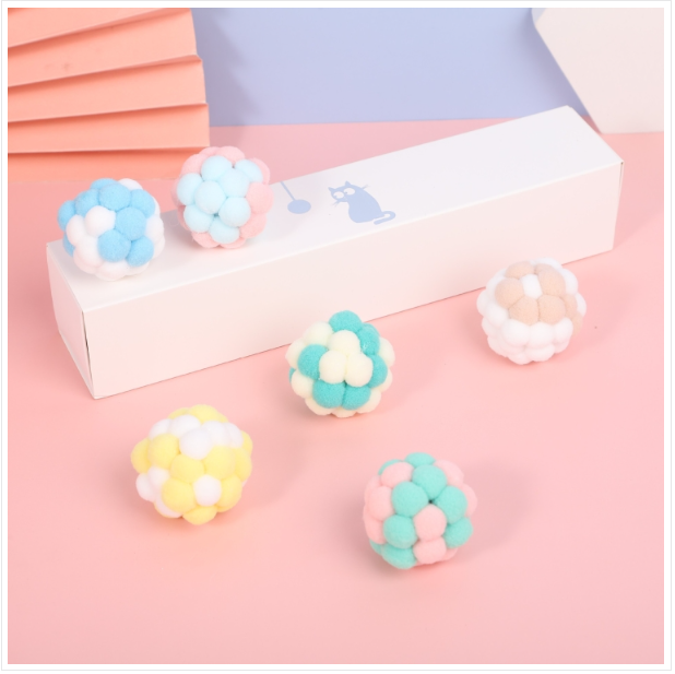CT0115 Macaron color stuffed ball cat toy