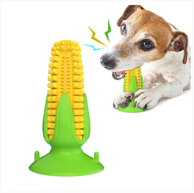 Pet products Suction cup Corn sound Dog toy Teething stick Gnawing Dog toothbrush (Classic Corn 3)