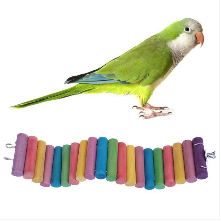 Parrot bird Hamster Colorful log boardwalk ladder toy, size :30cm (color)