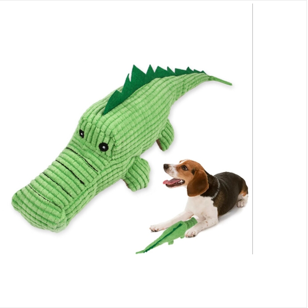 Crocodile plush teddy golden retriever teeth grinding and squealing toy