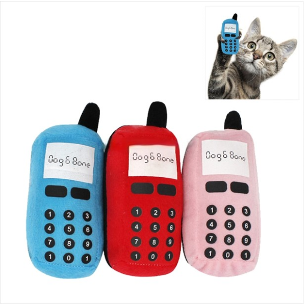 WJ010500 Pet Dog and cat toy Mobile Phone Shape Chew Squeak plush practice toy (random color)