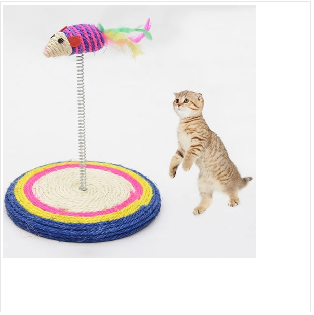 Pet cat toy Color sisal spring round seat cat claw plate Large chassis diameter: 19 cm