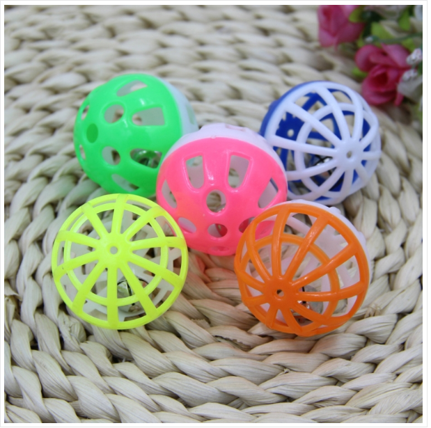 Pet plastic round hollow two-color bell toy ball