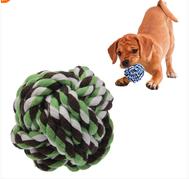 Medium cotton ball pet toy, 7.5cm diameter (random color)