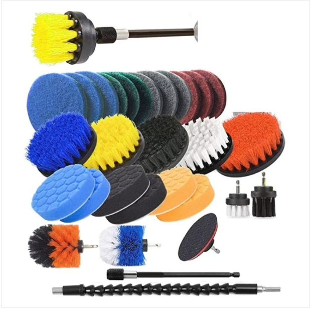 31 pieces/set electric drill brush Kitchen bathroom Wall cleaning set (yellow)