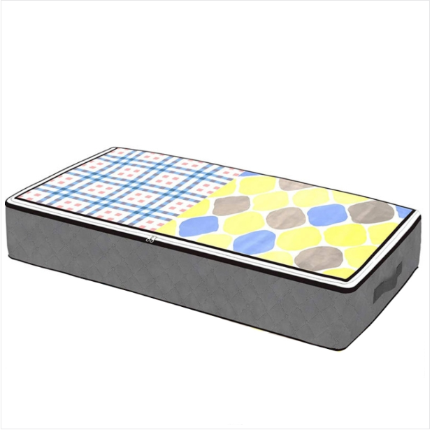 Non-woven bed bottom storage bag Quilt bag Clothing Dustproof moisture-proof finishing box 100x50x18cm (dark grey transparent cover)