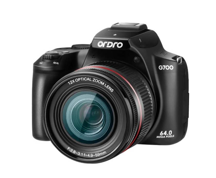 Ordro G700 4K 64MP 12X Optical Zoom Digital Camera Video Camcorder with 3 inch Folding Screen Auto Manual Focus LED Flash Built-in Vlog Camara