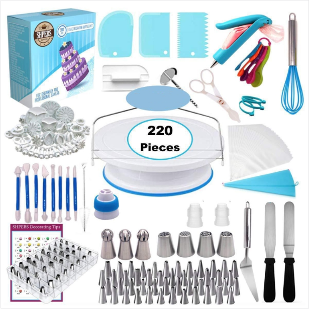220 in 1 cake turntable decorating tip set Baking tools fondant mold set