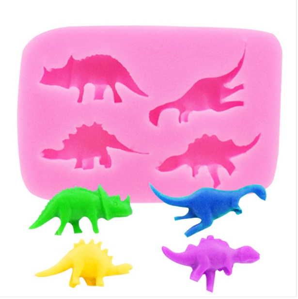 Dinosaur silicone Mold Fondant Chocolate Cake Decoration Mold (pink)