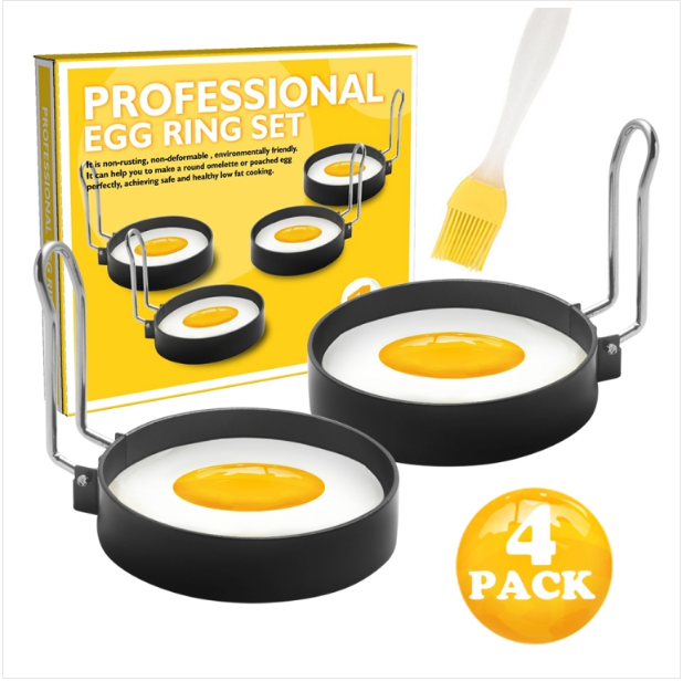 Egg ring iron spray non-stick round omelette model omelette mold, specifications: 4 pieces + brush