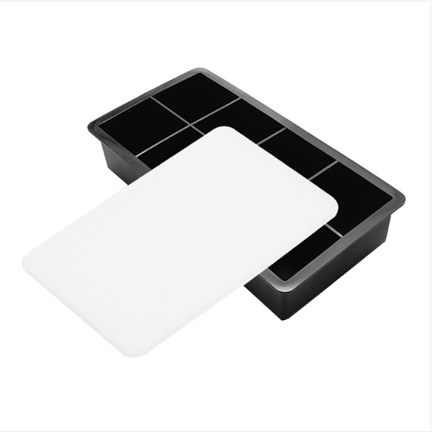 Bar Whiskey silicone ice cube mold, specification: 8 square with lid (black）