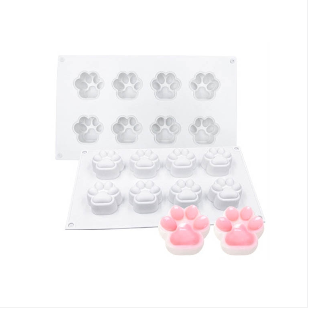 DIY Animal PAWS Candle drop glue cake Jelly pudding silicone mold, specifications: 8 cat PAWS