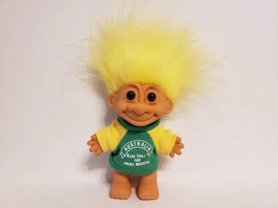 Fluorescent Yellow Hair Mini PVC Vintage Trolls Doll