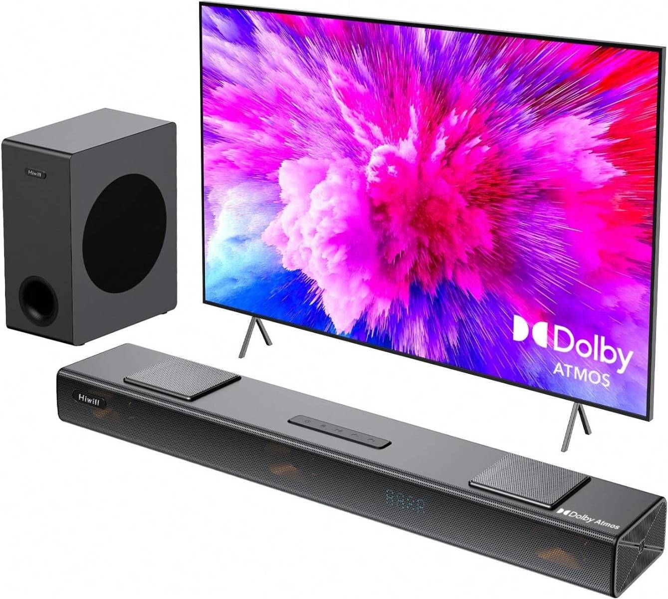 Hiwill A312 Dolby Atmos Sound Bar for Smart TV,400W Peak Power, Compact Bluetooth Soundbar Speaker, eARC/ARC/Optical for Home - EU Plug