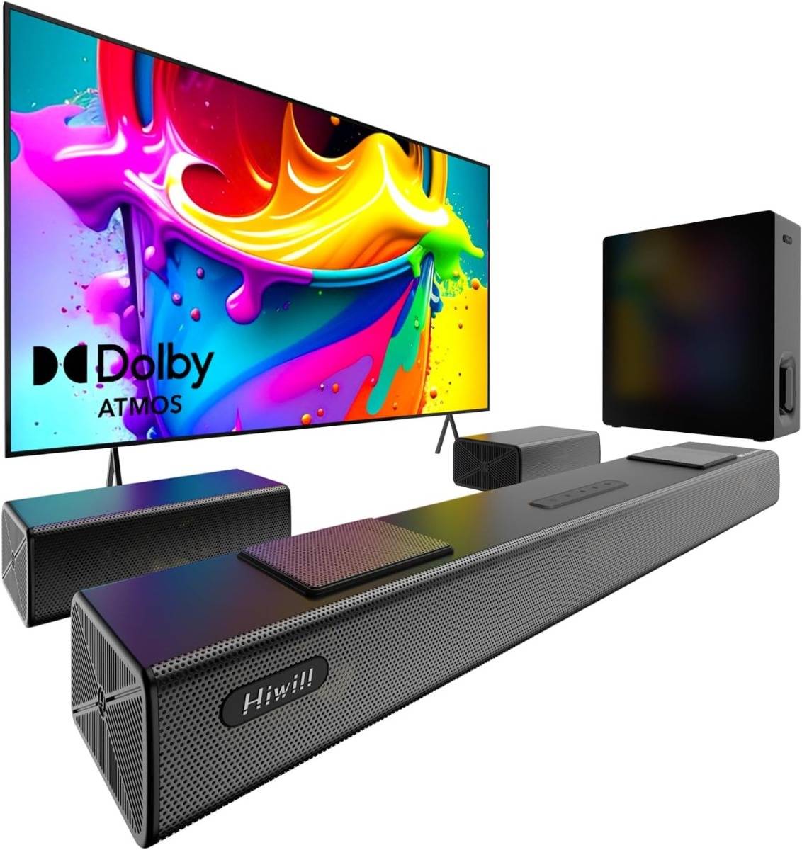 Hiwill A512 5.1.2CH Dolby Atmos Soundbar,Surround Sound System for TV,Soundbar for TVs with 6.5 Inch Subwoofer for Home Theater - EU Plug