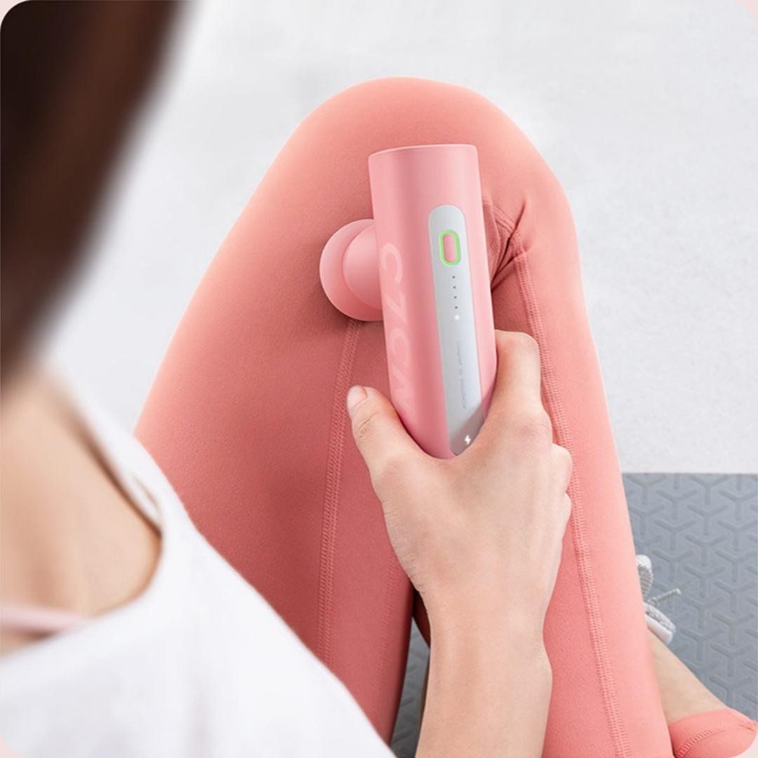 Wolonow Mini Portable Massage Gun  5-Speed ​​AI Intelligent Adjustment Includes 4 Custom Massage Heads, Silent Operation High-Power Brushless Motor