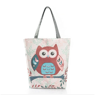 Owl Canvas Vertical Shoulder Bag Crossbody Bag Handbag For Women