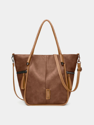Faux Leather Retro Waterproof Large Capacity Tote Handbag Crossbody Bag