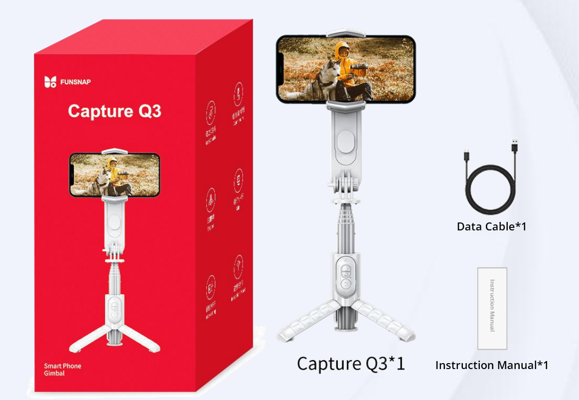 Funsnap Capture Q3 3-Axis Smartphone Gimbal Stabilizer for Phones Action Cameras
