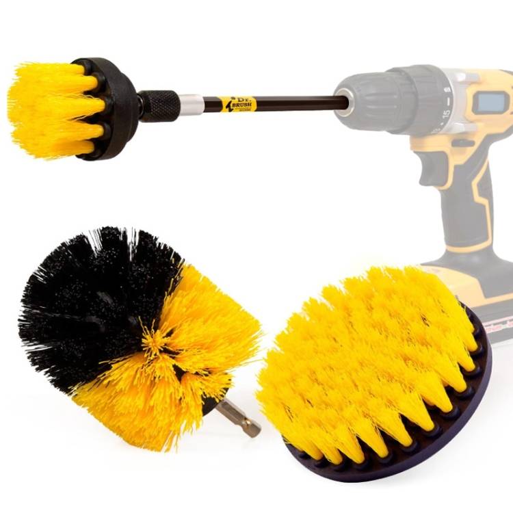 4-piece set of floor, wall, window glass cleaning and descaling electric drill brush head set, color randomly shipped