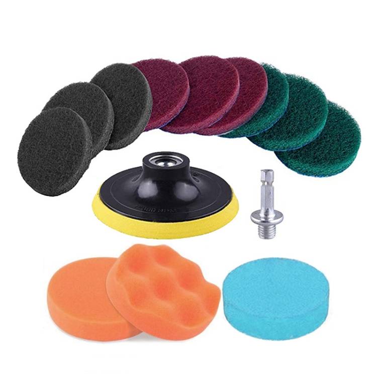 13 piece set of 4-inch sponge cleaning cloth, floor, wall, window, glass cleaning and descaling, electric drill brush head set