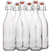 Clear Airtight Glass Bottles with Flip Top Lid (6-Pack)