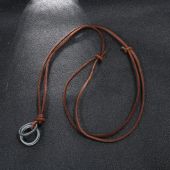 Vintage beach style cowhide necklace simple men's round leather rope long necklace